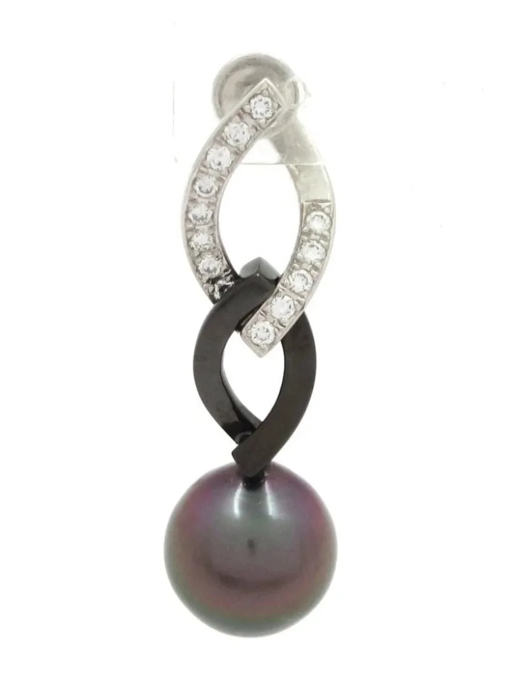 mikimoto 18K White Gold 18K (Black Coating) Diamond Black Pearl